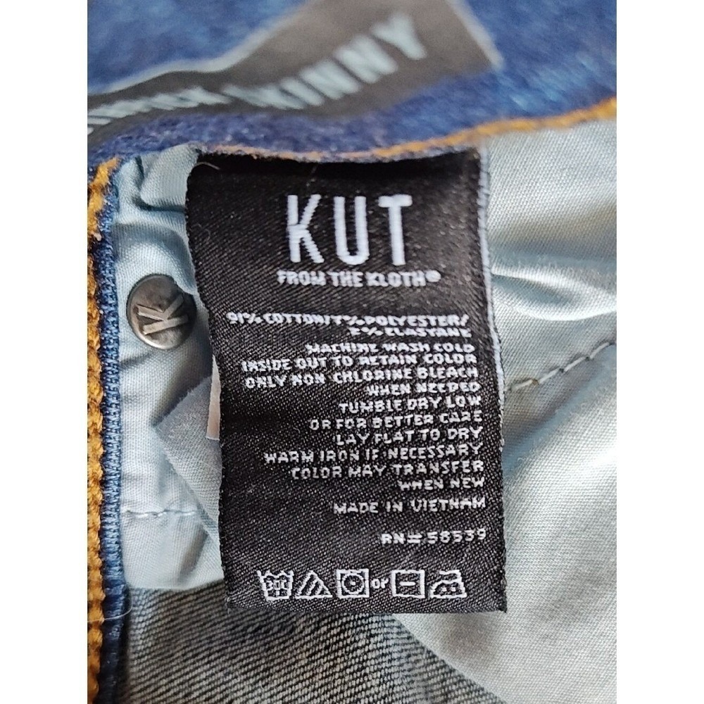 KUT from the Kloth Womens Size 4 Dark Wash Skinny Jeans Whiskered Stretch Denim - Picture 5 of 12